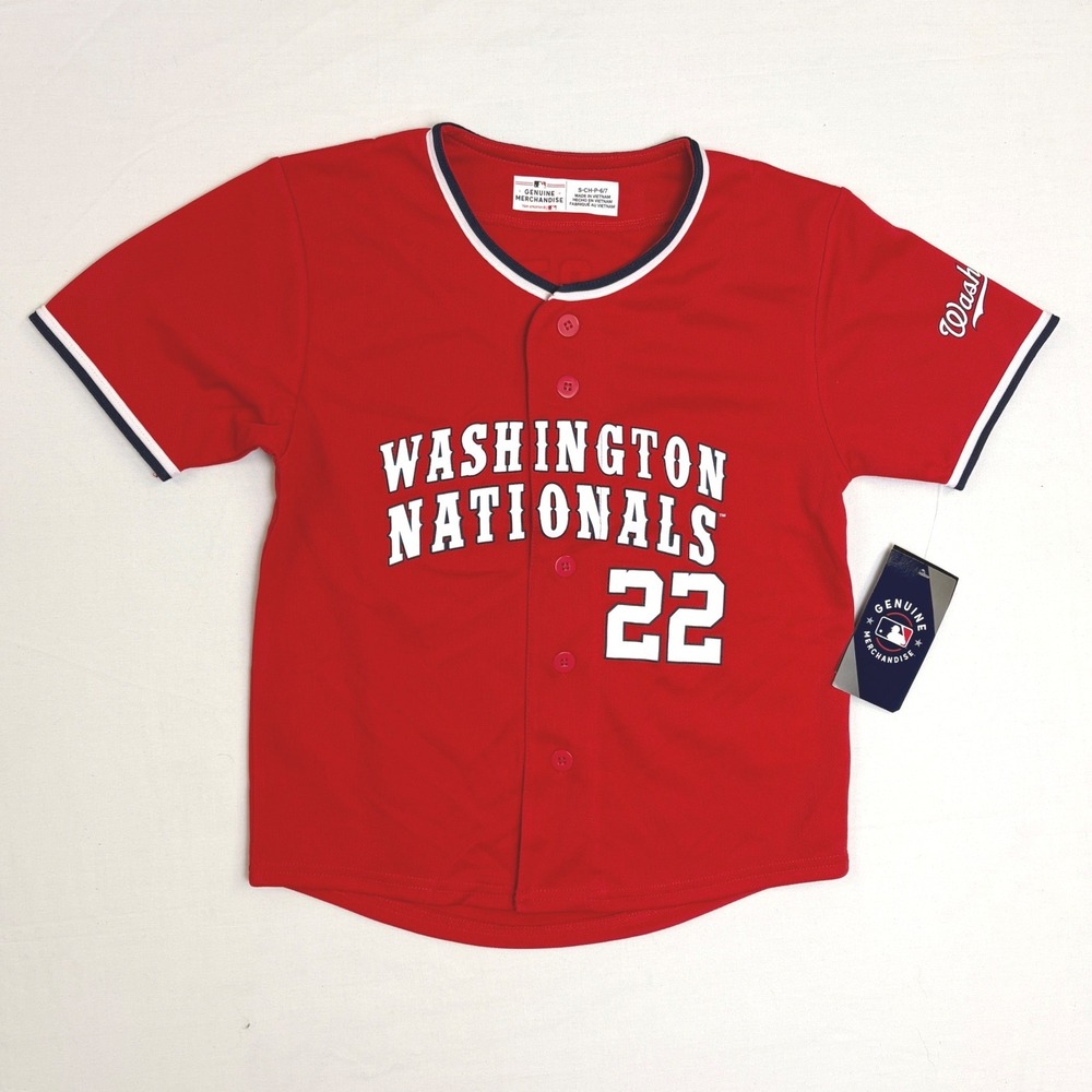 MLB Washington Nationals Juan Soto 22 Kids Baseball Jersey Red Size S 6/7 New